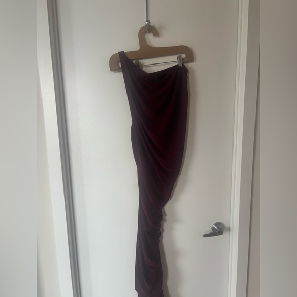 Norma Kamali One-Shoulder Dress in Burgundy - Picture 3 of 5